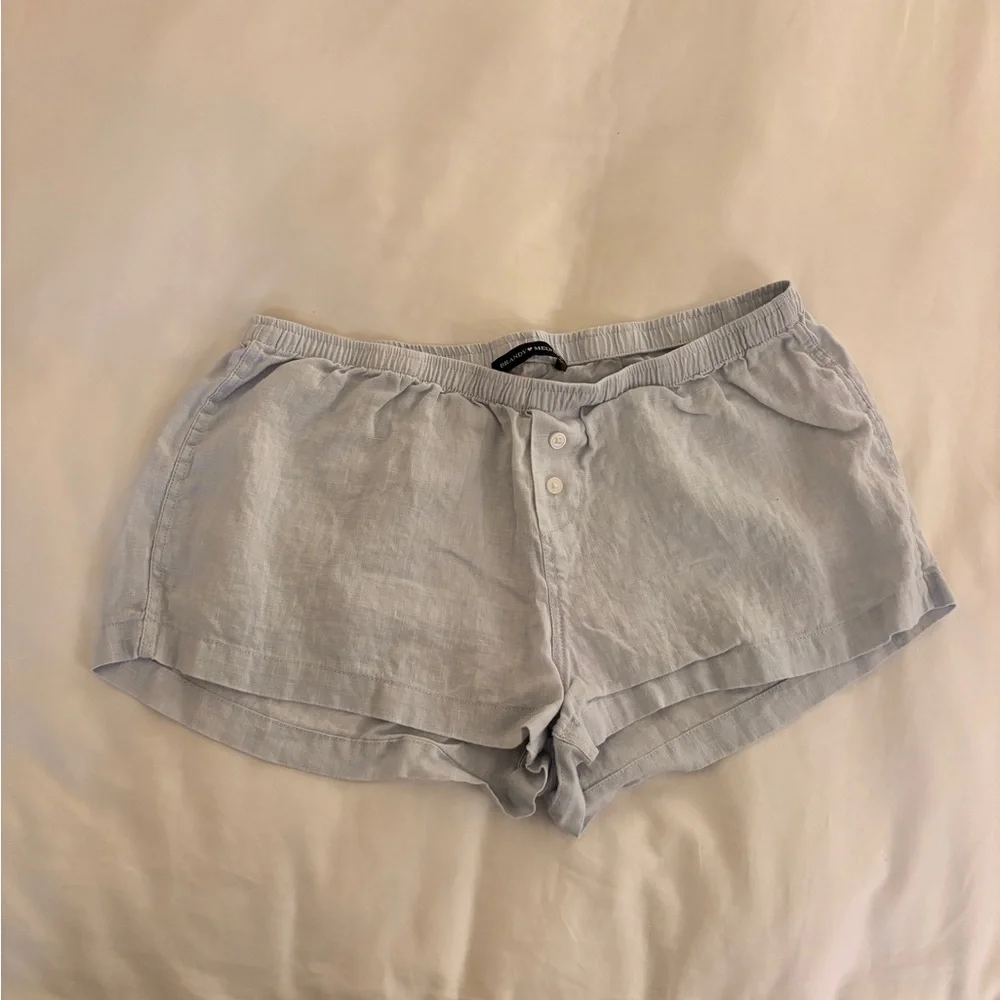 Brandy Melville High Waist Striped Shorts - Light Blue Keira boxer lounge pj - Picture 3 of 6